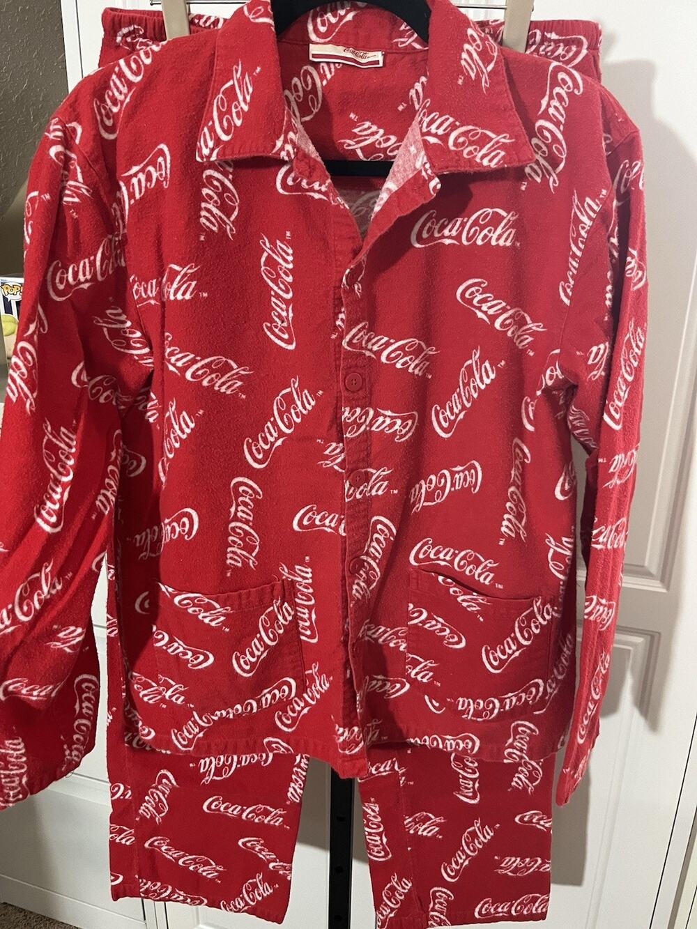Coca-Cola Logo 2Pc Red Flannel Pajamas Women’s Medium